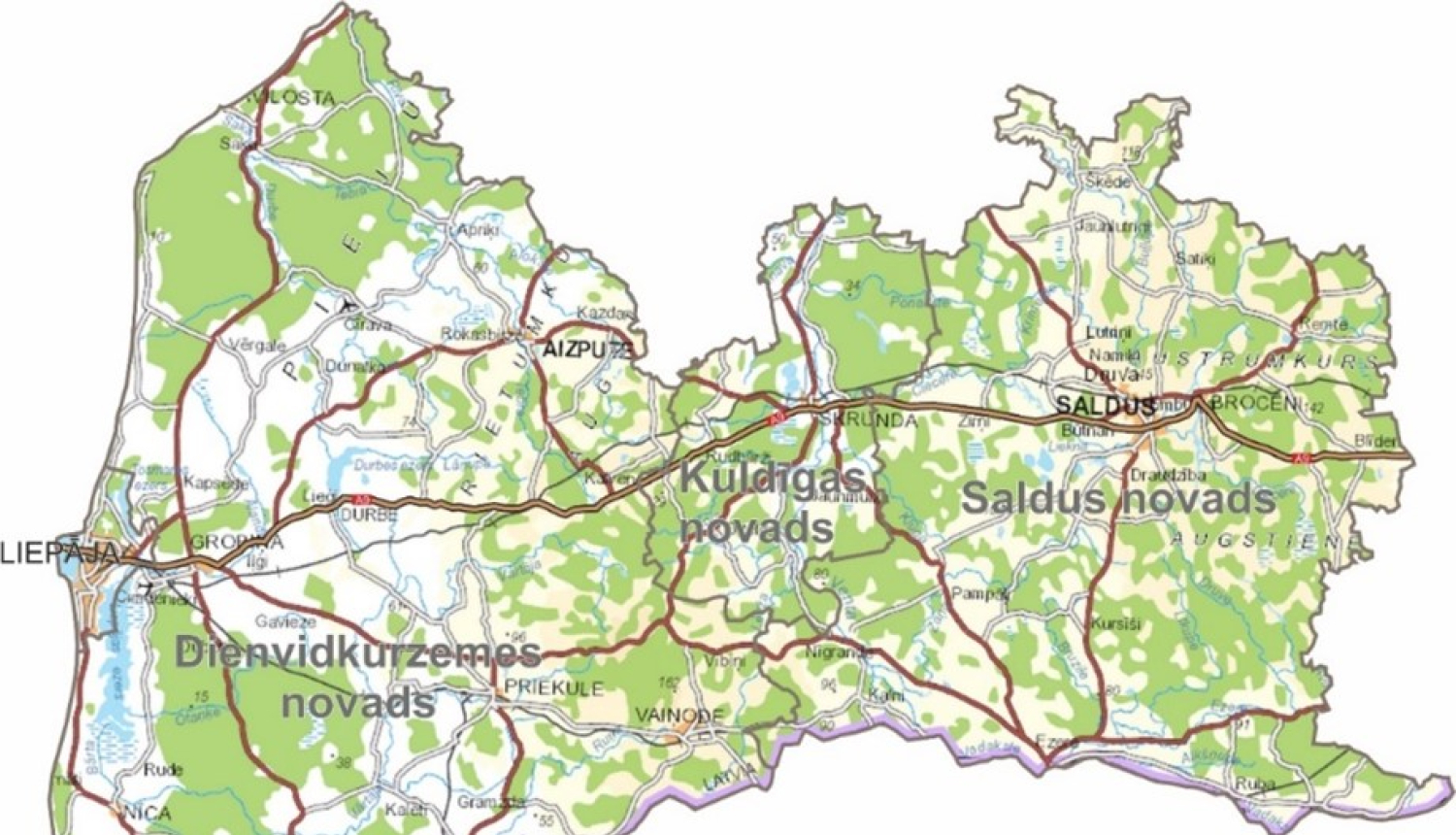 Dienvidkurzemes reģionālā atkritumu apsaimniekošanas plāna teritorija