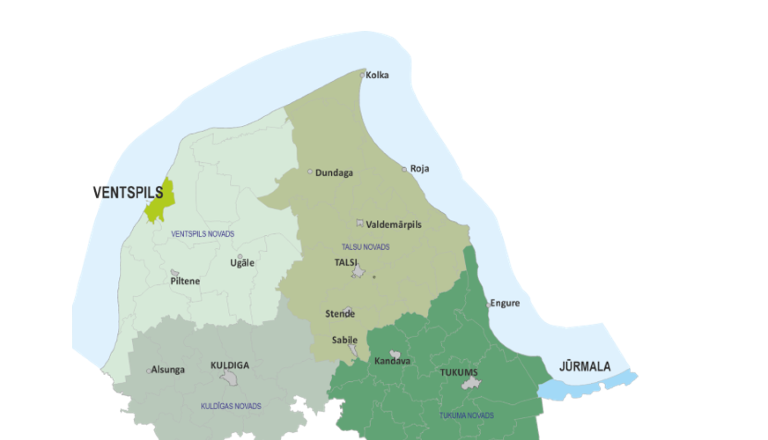 Ziemeļkurzemes reģionālā atkritumu apsaimniekošanas plāna teritorija